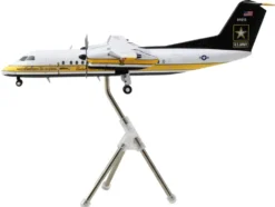 Bombardier C-147A Transport Aircraft "Golden Knights Parachute Team" United States Army (17-01610) White with Yellow Stripes and Black Tail "Gemini 200" Series 1/200 Diecast Model Airplane by GeminiJets