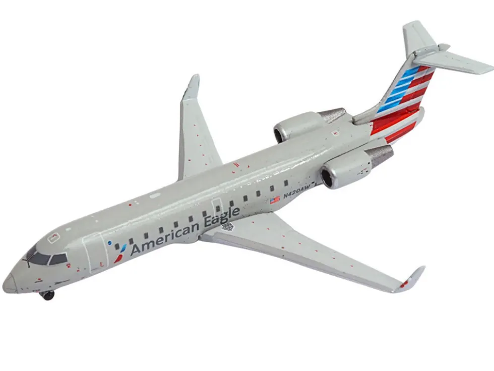 Bombardier CRJ200 Commercial Aircraft "American Eagle - Air Wisconsin" (N420AW) Gray with Red and Blue Tail 1/400 Diecast Model Airplane by GeminiJets