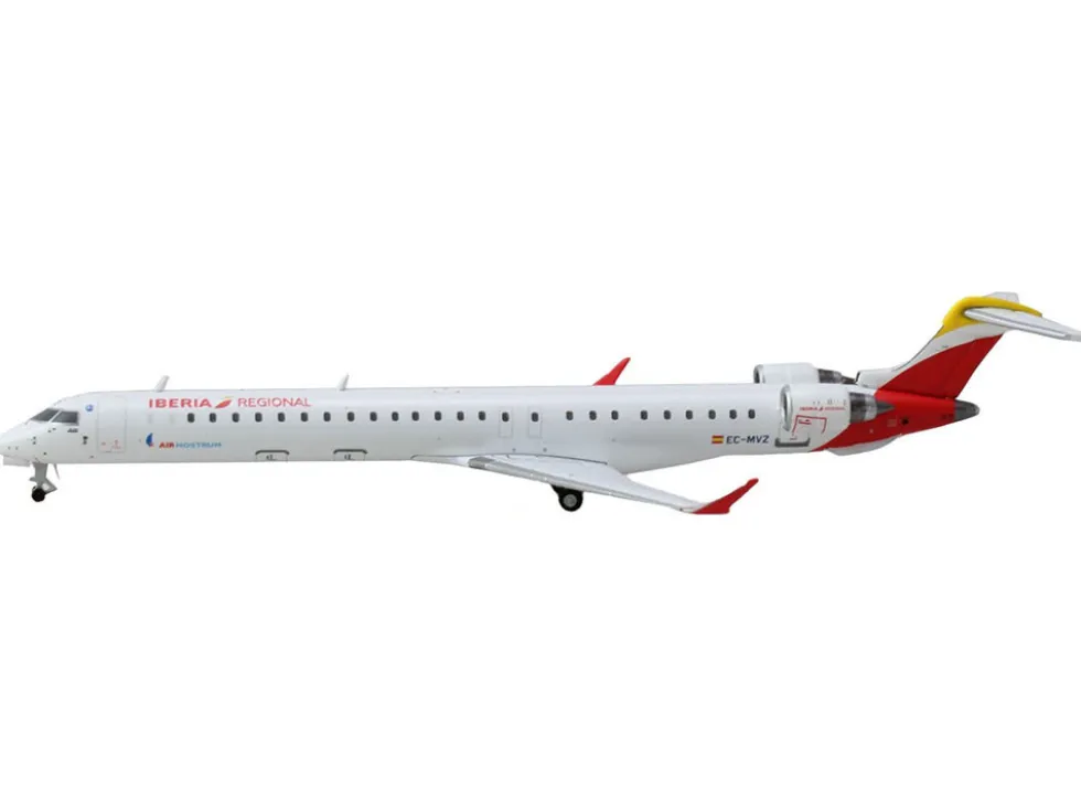 Bombardier CRJ1000 Commercial Aircraft "Iberia Regional" (EC-MVZ) White with Red Tail 1/400 Diecast Model Airplane by GeminiJets