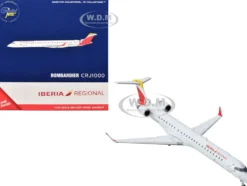 Bombardier CRJ1000 Commercial Aircraft "Iberia Regional" (EC-MVZ) White with Red Tail 1/400 Diecast Model Airplane by GeminiJets