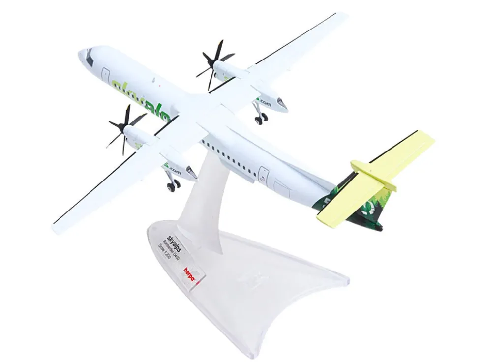 Bombardier Q400 Commercial Aircraft "Sky Alps" (9H-PAUL) White with Green Tail Graphics 1/200 Diecast Model Airplane by Herpa