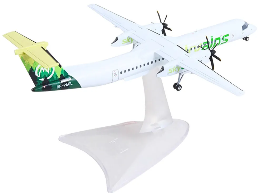 Bombardier Q400 Commercial Aircraft "Sky Alps" (9H-PAUL) White with Green Tail Graphics 1/200 Diecast Model Airplane by Herpa