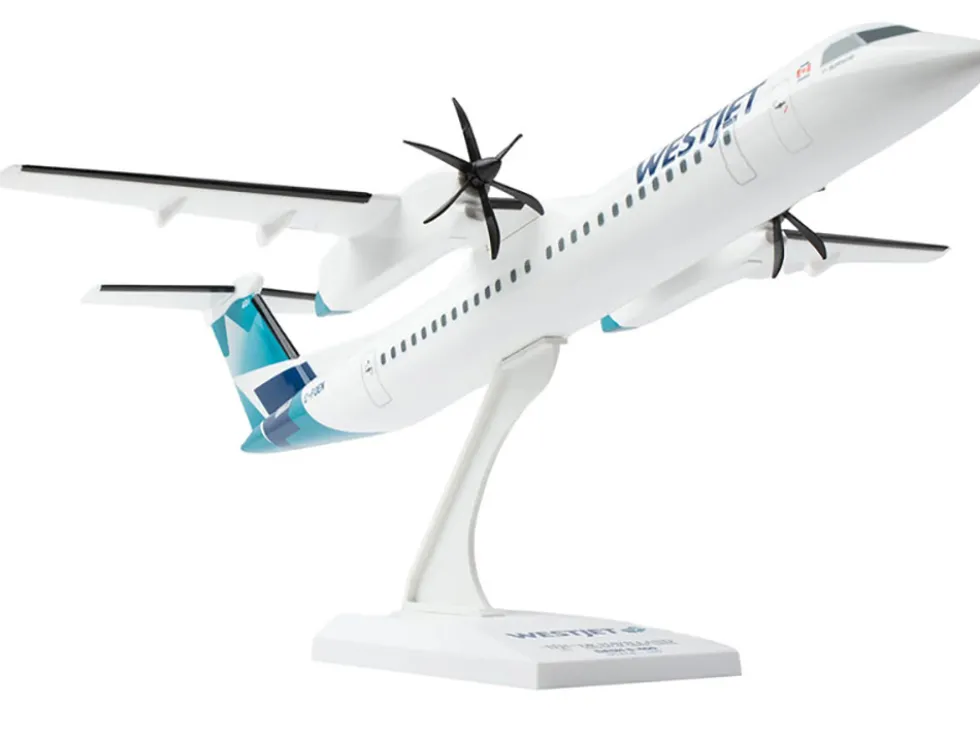 Bombardier Q400 Commercial Aircraft "Air Canada" (C-FOEN) White with Tail Graphics (Snap-Fit) 1/100 plastic model by Skymarks