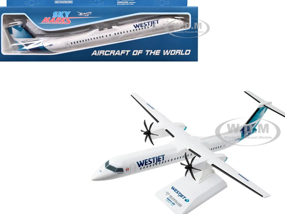 Bombardier Q400 Commercial Aircraft "Air Canada" (C-FOEN) White with Tail Graphics (Snap-Fit) 1/100 plastic model by Skymarks