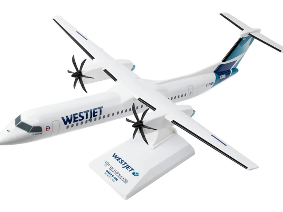 Bombardier Q400 Commercial Aircraft "Air Canada" (C-FOEN) White with Tail Graphics (Snap-Fit) 1/100 plastic model by Skymarks