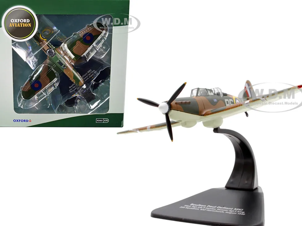 Boulton Paul Defiant MK I Fighter Plane Pilot Sqn Ldr P Hunter Gunner Sgt F King 264 Squadron RAF Hornchurch August 1940 Oxford Aviation Series 1/72 Diecast Model Airplane Oxford Diecast AC109