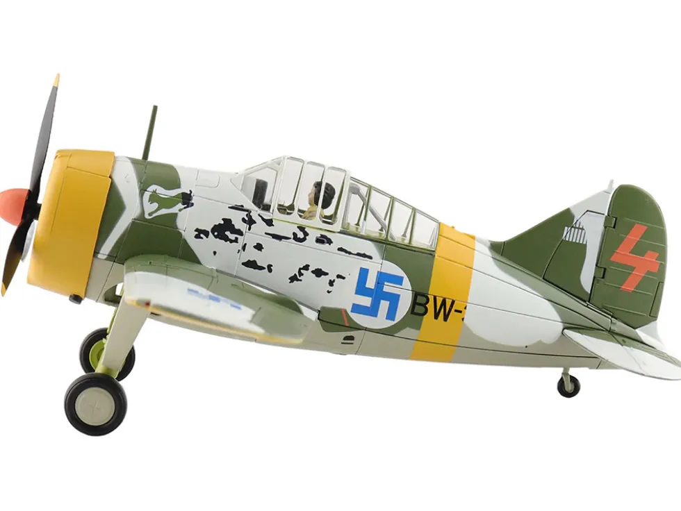 Brewster F2A Model 239 "Buffalo" Fighter Aircraft "BW364, LeLv 24, flown by Warrant Officer Ilmari Juutilainen" (1942) Finnish Air Force "Air Power Series" 1/48 Diecast Model by Hobby Master