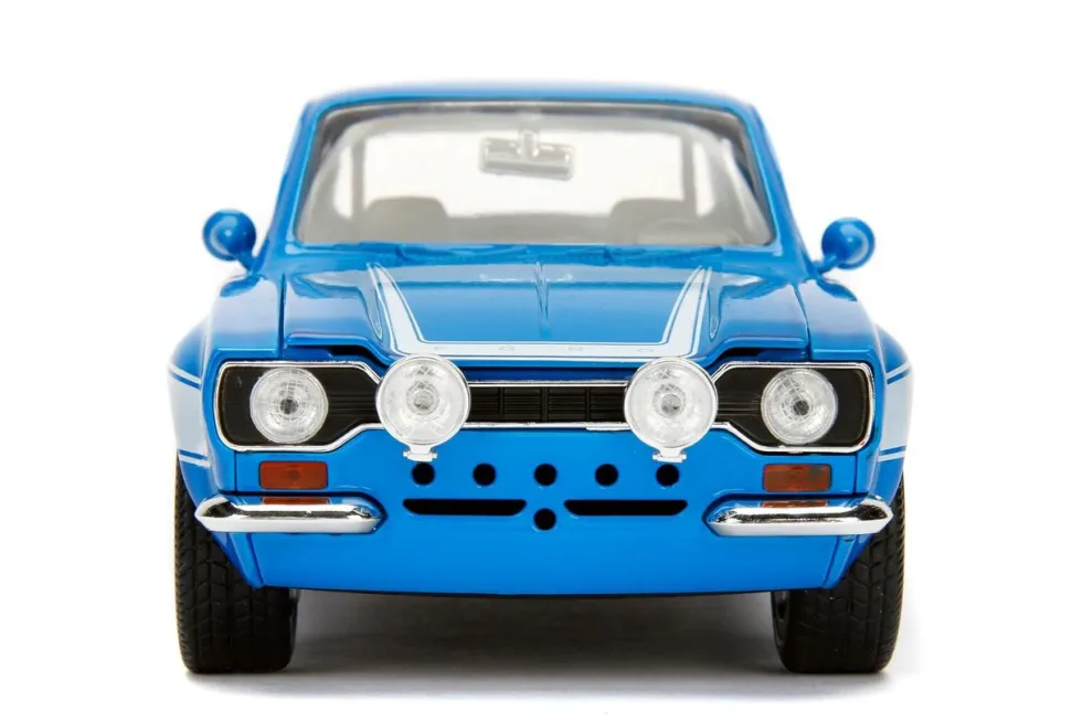 1970 Brian's Ford Escort Blue White Stripes Fast Furious Movie 1/24 Diecast Model Car Jada 99572