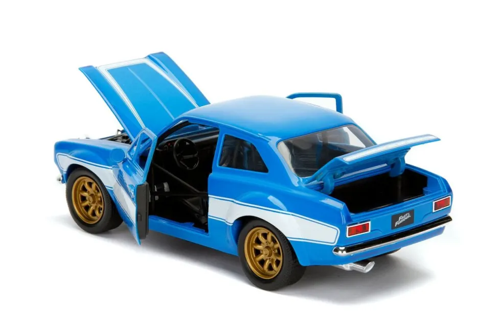1970 Brian's Ford Escort Blue White Stripes Fast Furious Movie 1/24 Diecast Model Car Jada 99572