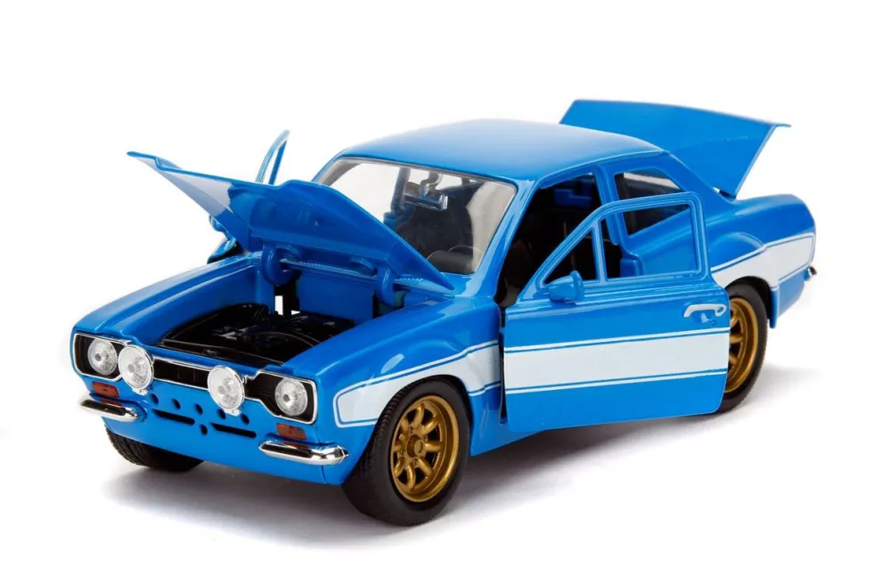 1970 Brian's Ford Escort Blue White Stripes Fast Furious Movie 1/24 Diecast Model Car Jada 99572
