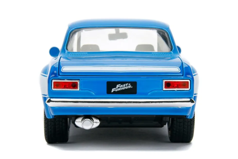 1970 Brian's Ford Escort Blue White Stripes Fast Furious Movie 1/24 Diecast Model Car Jada 99572