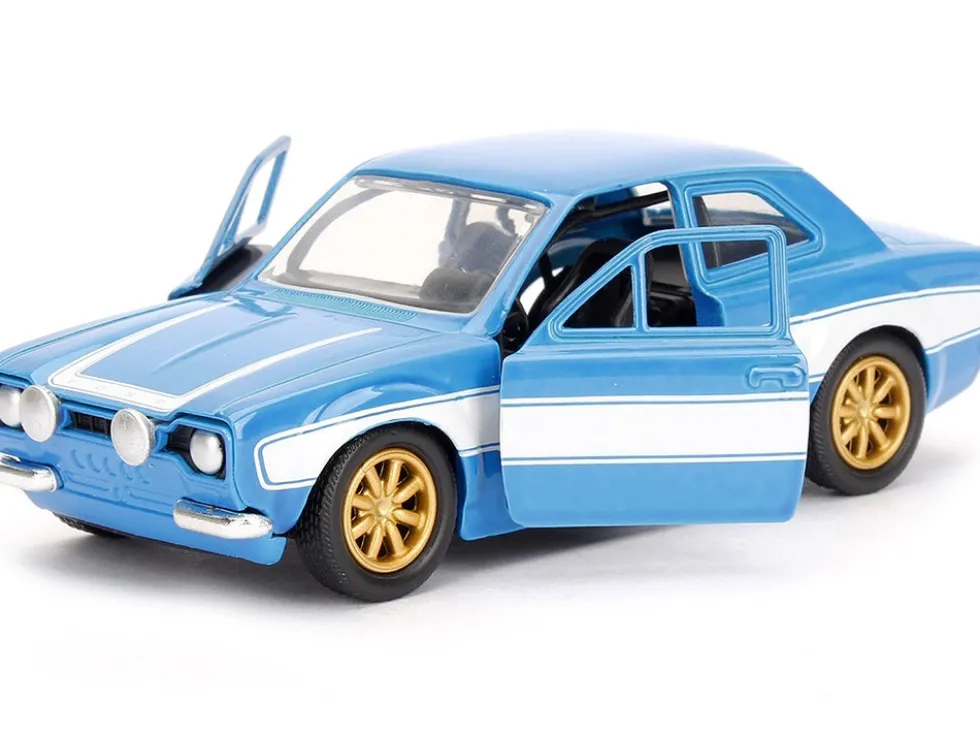Brian's Ford Escort Light Blue White Stripes Fast & Furious Movie 1/32 Diecast Model Car Jada 97188