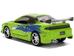 Brian's Mitsubishi Eclipse Green with Graphics (Damaged Version) "25 Years of Fast & Furious" "The Fast and the Furious" (2001) Movie 1/32 Diecast Model Car by Jada