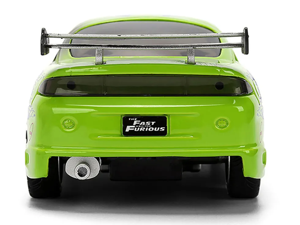 Brian's Mitsubishi Eclipse Green with Graphics (Damaged Version) "25 Years of Fast & Furious" "The Fast and the Furious" (2001) Movie 1/32 Diecast Model Car by Jada