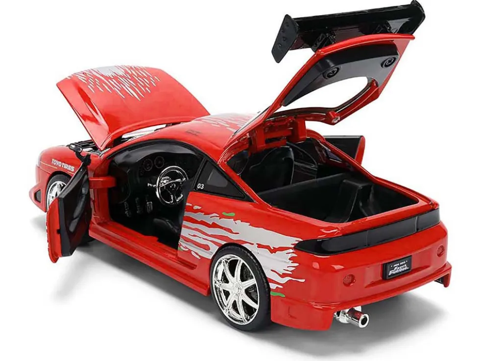 Brian's Mitsubishi Eclipse Red with Graphics Remix "The Fast and The Furious" (2001) Movie "Fast & Furious" Series 1/24 Diecast Model Car by Jada