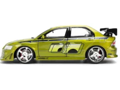 Brian's Mitsubishi Lancer Evolution VII Green Color Brush Finish "2 Fast 2 Furious" (2003) Movie "25 Years of Fast & Furious" Series 1/24 Diecast Model Car by Jada