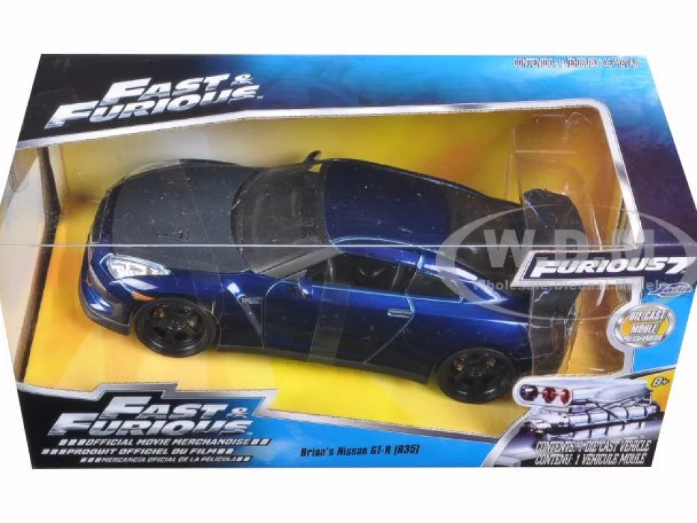 Brian's 2009 Nissan GTR R35 Blue "Fast & Furious 7" Movie 1/24 Diecast Model Car Jada 97036