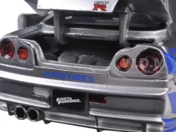 Brian's Nissan GTR Skyline R34 RHD (Right Hand Drive) Silver with Blue Stripes