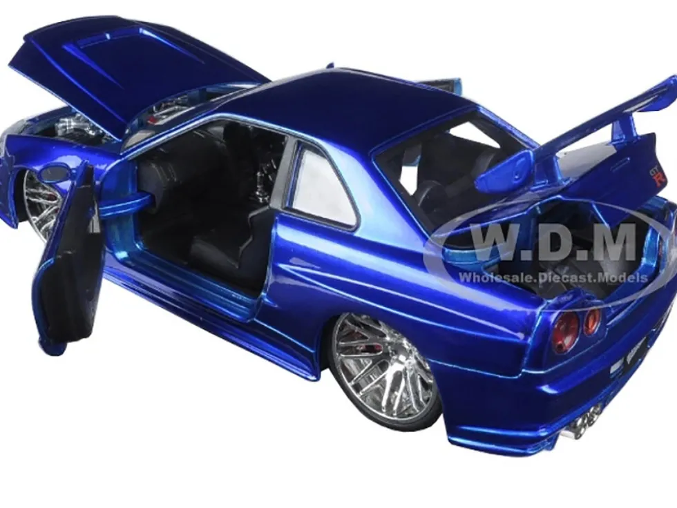 Brian's Nissan GTR Skyline R34 RHD (Right Hand Drive) Blue "Fast & Furious 25th Anniversary" Series 1/24 Diecast Model Car by Jada