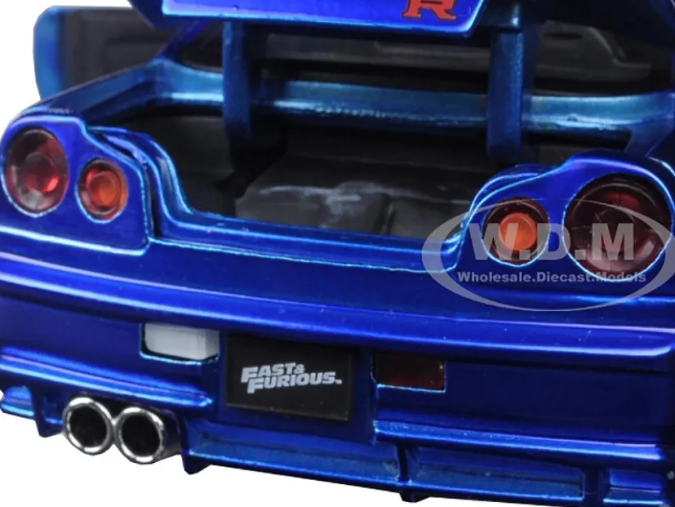 Brian's Nissan GTR Skyline R34 RHD (Right Hand Drive) Blue "Fast & Furious 25th Anniversary" Series 1/24 Diecast Model Car by Jada