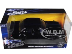 Brian's Nissan Skyline 2000 GT-R Black from The Fast and the Furious Movie 1/24 Diecast Model Car Jada 99686