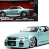 Brian's Nissan Skyline GT-R BNR34 RHD Right Hand Drive Turquoise Metallic Fast & Furious Movie 1/24 Diecast Model Car Jada 32608
