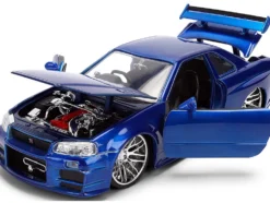 Brian's Nissan Skyline GT-R (R34) RHD (Right Hand Drive) Blue Color Brush Finish 25 Years of Fast & Furious Anniversary