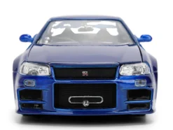 Brian's Nissan Skyline GT-R (R34) RHD (Right Hand Drive) Blue Color Brush Finish 25 Years of Fast & Furious Anniversary