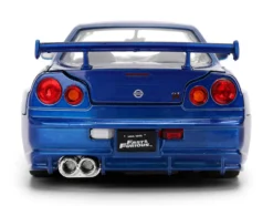 Brian's Nissan Skyline GT-R (R34) RHD (Right Hand Drive) Blue Color Brush Finish 25 Years of Fast & Furious Anniversary