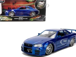 Brian's Nissan Skyline GT-R (R34) RHD (Right Hand Drive) Blue Color Brush Finish 25 Years of Fast & Furious Anniversary