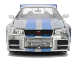 Brian's Nissan Skyline GT-R (R34) RHD (Right Hand Drive) Silver Color Brush Finish with Blue Stripes 