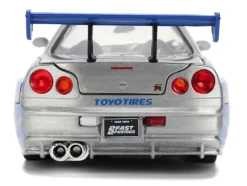 Brian's Nissan Skyline GT-R (R34) RHD (Right Hand Drive) Silver Color Brush Finish with Blue Stripes 
