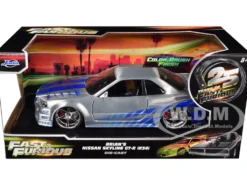 Brian's Nissan Skyline GT-R (R34) RHD (Right Hand Drive) Silver Color Brush Finish with Blue Stripes 