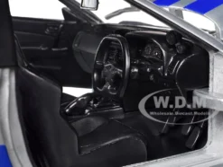 Brian's Nissan Skyline GT-R (R34) RHD (Right Hand Drive) Silver Color Brush Finish with Blue Stripes 