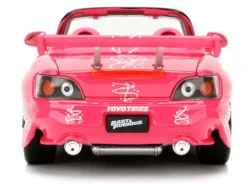 Brian's Nissan Skyline GT-R (R34) Silver Metallic with Blue Stripes and Suki's Honda S2000 Pink with Graphics Set of 2 Cars