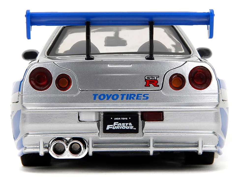 Brian's Nissan Skyline GT-R (R34) Silver Metallic with Blue Stripes and Suki's Honda S2000 Pink with Graphics Set of 2 Cars "Fast & Furious 25th Anniversary" "Fast & Furious" Series 1/24 Diecast Model Cars by Jada