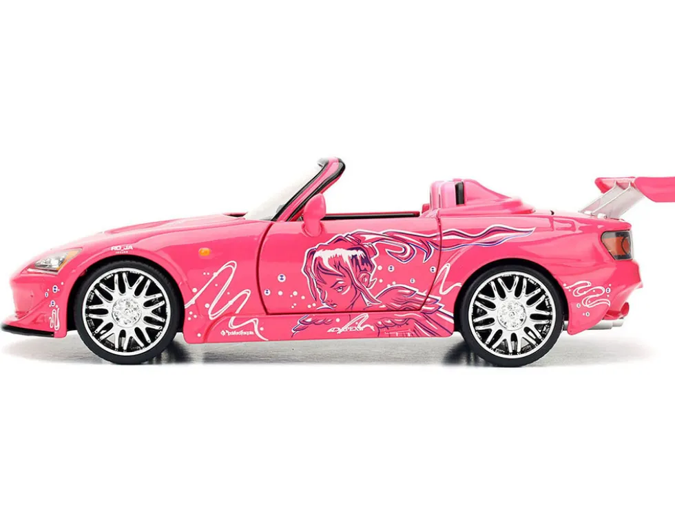 Brian's Nissan Skyline GT-R (R34) Silver Metallic with Blue Stripes and Suki's Honda S2000 Pink with Graphics Set of 2 Cars "Fast & Furious 25th Anniversary" "Fast & Furious" Series 1/24 Diecast Model Cars by Jada