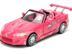 Brian's Nissan Skyline GT-R (R34) Silver Metallic with Blue Stripes and Suki's Honda S2000 Pink with Graphics Set of 2 Cars