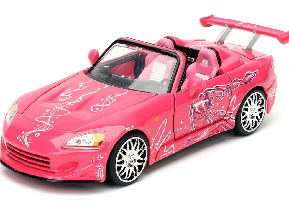 Brian's Nissan Skyline GT-R (R34) Silver Metallic with Blue Stripes and Suki's Honda S2000 Pink with Graphics Set of 2 Cars "Fast & Furious 25th Anniversary" "Fast & Furious" Series 1/24 Diecast Model Cars by Jada