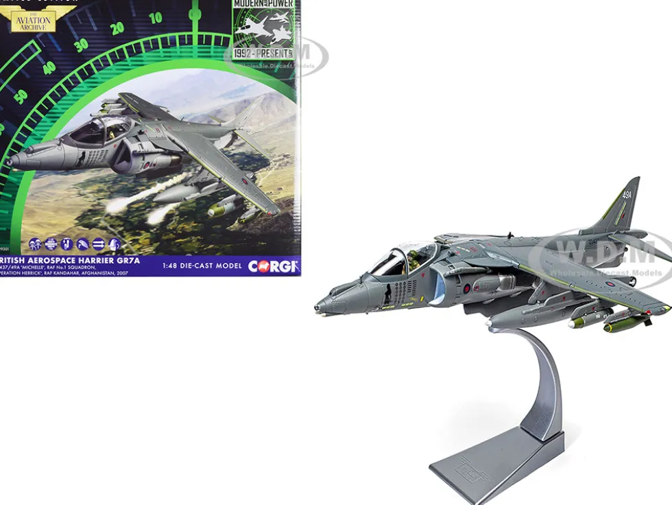 British Aerospace Harrier GR7A Aircraft Michelle RAF No 1 Squadron Operation Herrick RAF Kandahar Afghanistan 2007 Royal Air Force The Aviation Archive Series 1/48 Diecast Model Corgi AA29301