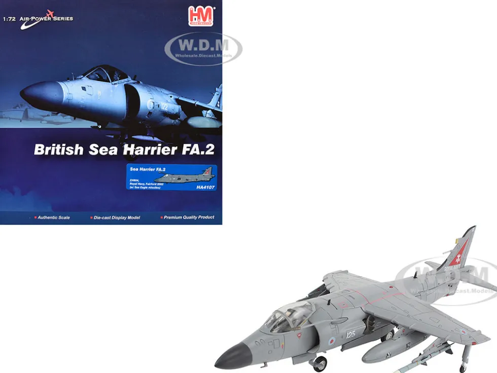 British Aerospace Sea Harrier FA.2 Aircraft with Sea Eagle Missiles "ZH804, Fairford" (2002) British Royal Navy "Air Power Series" 1/72 Diecast Model by Hobby Master