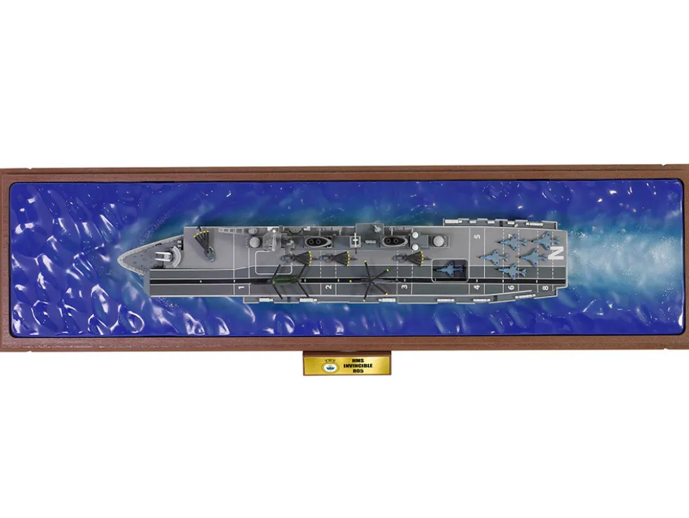British HMS Invincible (R05) Aircraft Carrier Waterline Edition "Falklands War" (1982) British Royal Navy "Battleship" Series 1/700 Diecast Model by Metal Proud