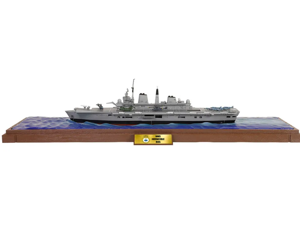 British HMS Invincible (R05) Aircraft Carrier Waterline Edition "Falklands War" (1982) British Royal Navy "Battleship" Series 1/700 Diecast Model by Metal Proud