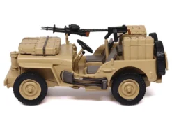 British SAS 1/4-Ton Willys Jeep with Vickers K Machine Gun Desert Sand "British Royal Army" 1/43 Diecast Model by Militaria Die Cast