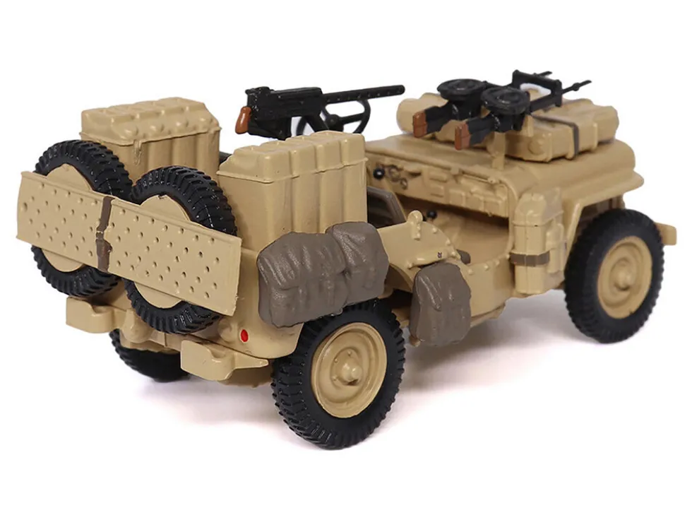 British SAS 1/4-Ton Willys Jeep with Vickers K Machine Gun Desert Sand "British Royal Army" 1/43 Diecast Model by Militaria Die Cast