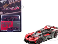 Bugatti Bolide Red and Carbon Fiber Limited Edition 1/64 Diecast Model Car by Mini GT
