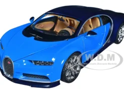 Bugatti Chiron Blue Dark Blue Two-Tone NEX Models Series 1/24 Diecast Model Car Welly 24077W-BL