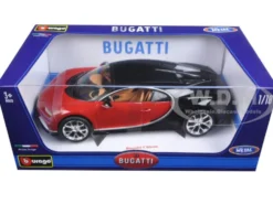 2016 Bugatti Chiron Red with Black 1/18 Diecast Model Car Bburago 11040