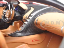 2016 Bugatti Chiron Red with Black 1/18 Diecast Model Car Bburago 11040