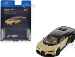 Bugatti Chiron Supersport Silk Gold Metallic and Nocturne Black Hypercar League Collection 1/64 Diecast Model Car PosterCars H10B